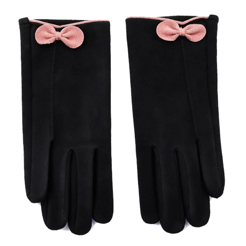 

Velvet Heating Touch Screen Black Gloves Women Warm Autumn Winter Plus Velvet Fashion Riding Windproof Motorcycle Gloves Guantes