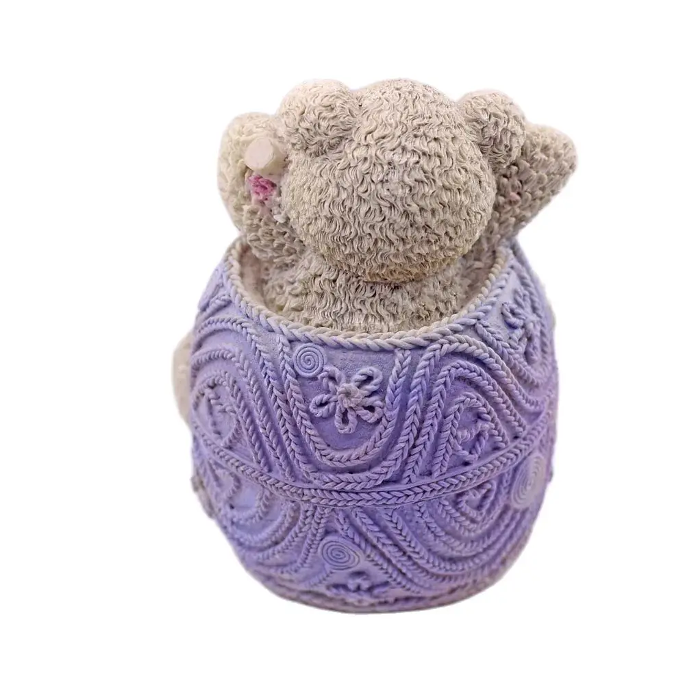 LXYY New Happy Baby Bear Silicone Mould Lovely 3D Cylindrical Weave Texture Bear Mold Gypsum Polymer  DIY Candy Soap Candle