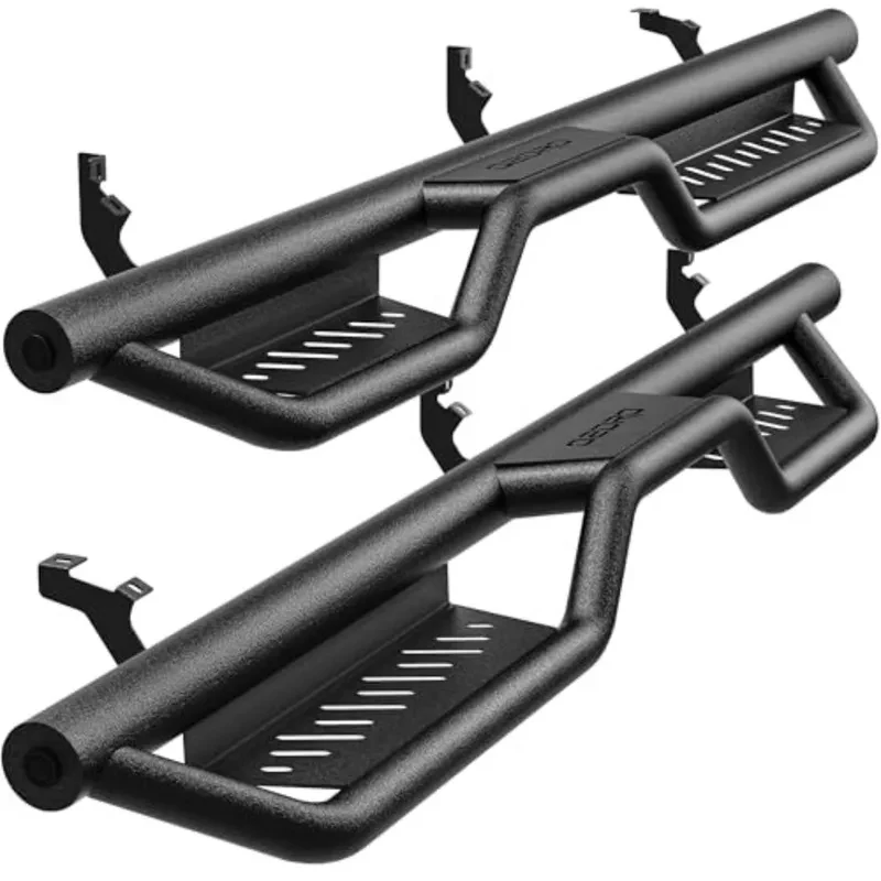 2019-2026 Ranger Crew Cab Bolt-On Ne Bars with Two-Tier Step Carbon Steel Side Steps Black Powder