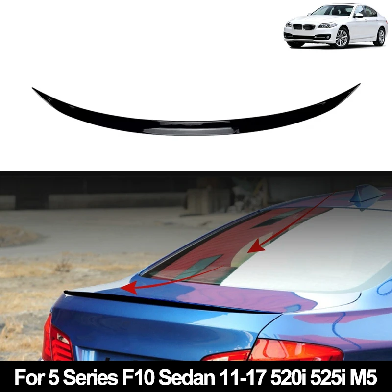 For BMW Accessories 5 Series F10 Sedan 2011-2017 520i 525i M5 Car Rear Trunk Spoiler Wing Boot Lip Glossy Black Soft Plastic