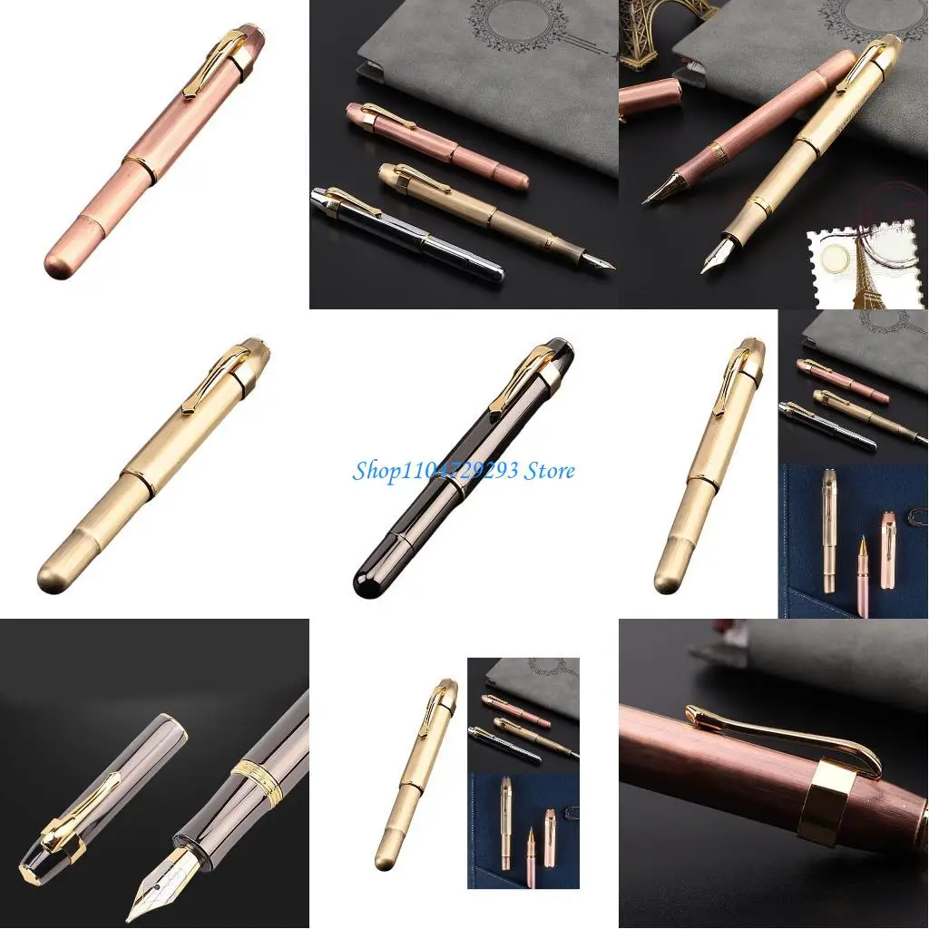 

Y2GD Brass Fountain Pen Antique Metal Finish Portable for Everyday Journaling