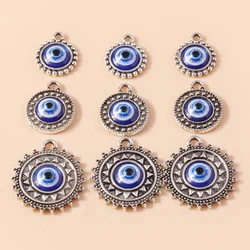 10pcs Antique Silver Color Evil Eye Charm Turkish Lucky Blue Eye Charm for Bracelet Earrings Necklace Pendant DIY Jewelry Making