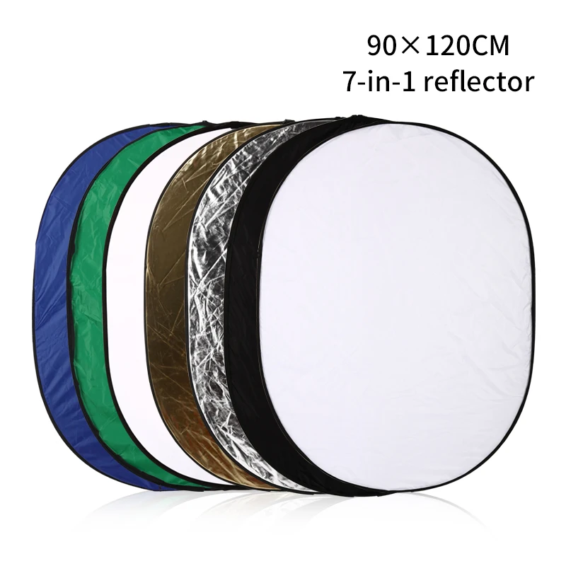 35 inch x 47 inch (90cmx120cm) Photography Oval Reflector Collapsible Photo Video 7 in 1 Light Reflectors Disc