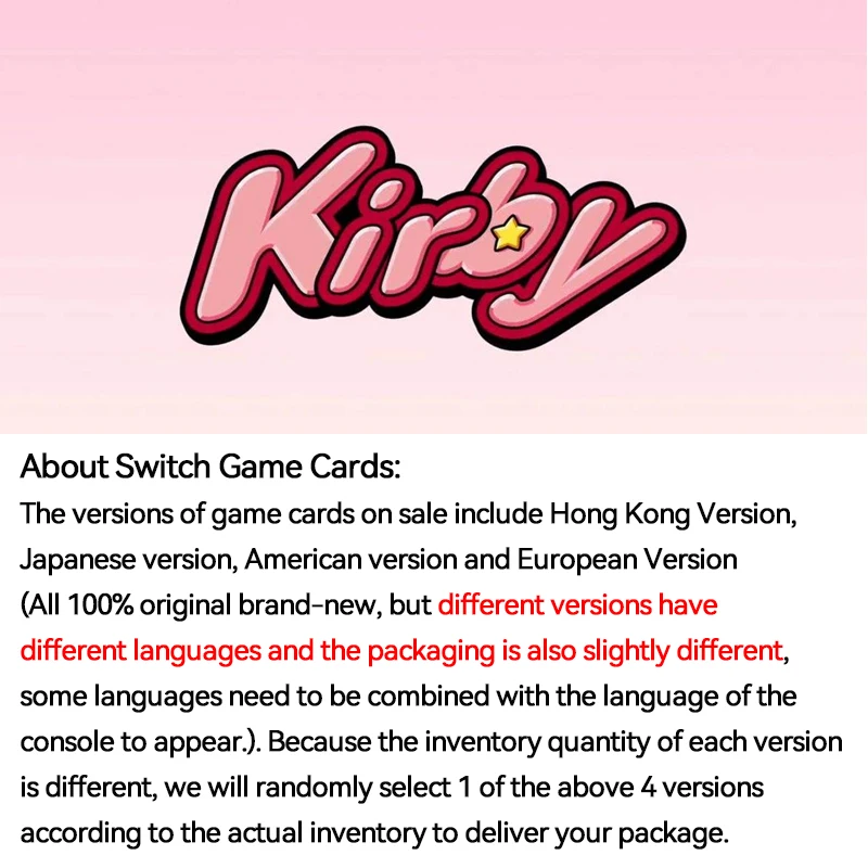 Kirby Series Nintendo Switch Game Deals Physical for Nintendo Switch OLED Nintendo Switch Lite Nintendo Switch Game Cards