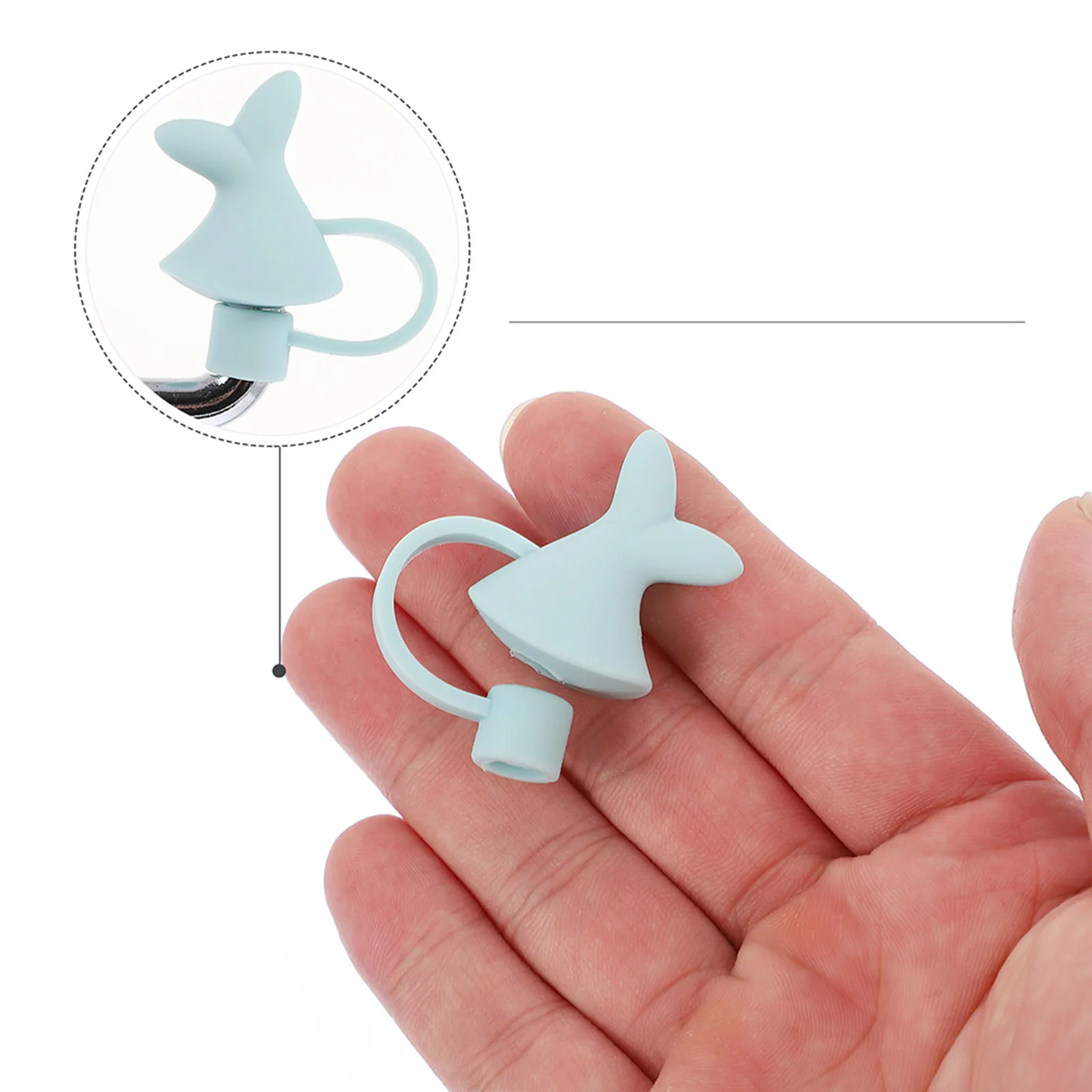 

Silicone Straw Plug Tips Cover for 6-8mm Straws Cute Dolphin Tail Dustproof Leakproof Easy Clean Dishwasher Safe Outdoor Decor