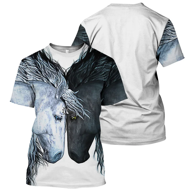 Fashion Sheep Bull Donkey Horse T-shirt Men Cool Animal 3d Animal Alpaca Print Short Sleeves Summer Street T Shirt Kids Clothes