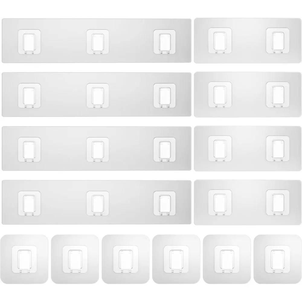 

14-упаковочная замена клея для душевой кабины, водонепроницаемые клейкие полоски для душевой полки, прочные клейкие плоские крючки для ванной комнаты