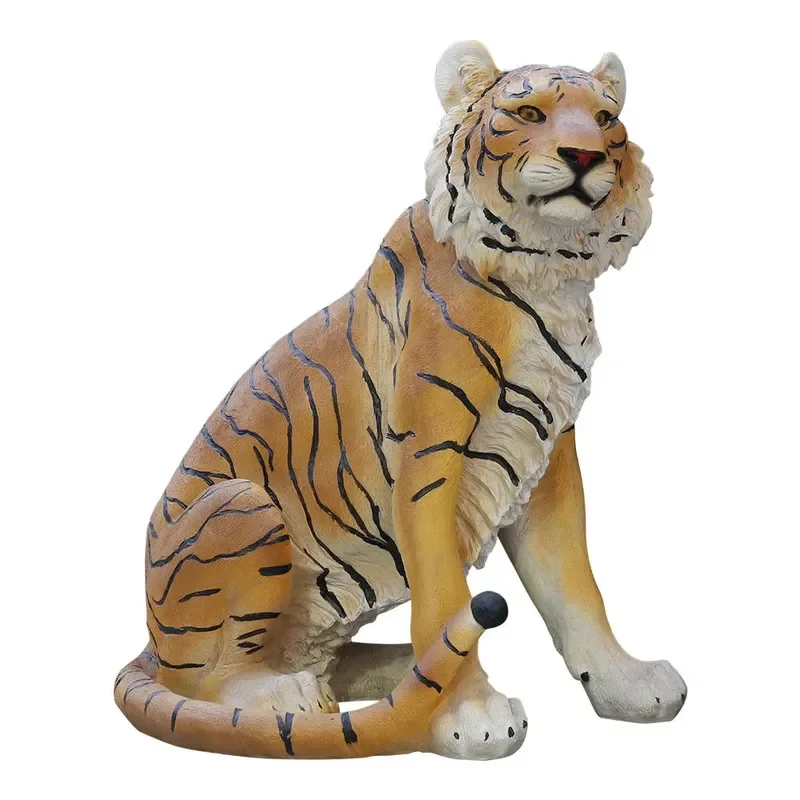 for Tiger Themed Life Size Resin Outdoor Statue Hand Painted Detail Textured Appearance Modern Yard Decorative Nature Accent