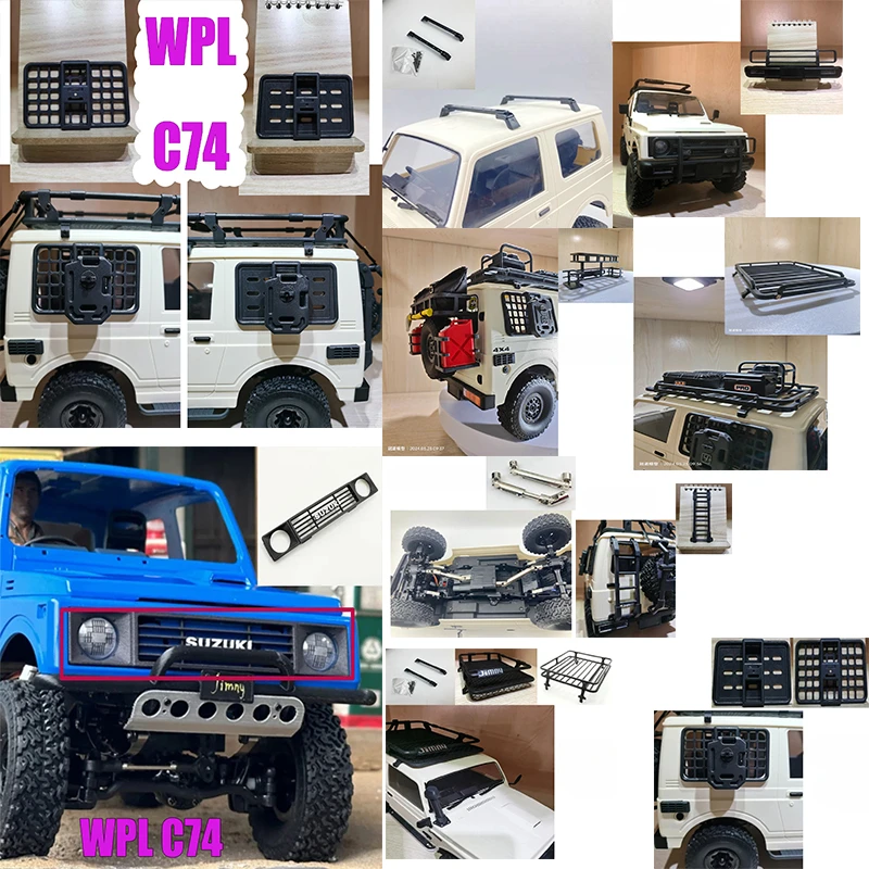 WPL C74 Jimney RC Car Parts Spare Tire Oil Drum Rack Luggage Rack Drive Shaft Pull Rod Seat Tire Frame Carrier Front Middle Rear