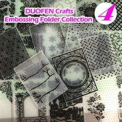 DUOFEN Crafts plastic embossing folder collection 4 paper flower mold Christmas Birthday fathers mothers day wedding collection