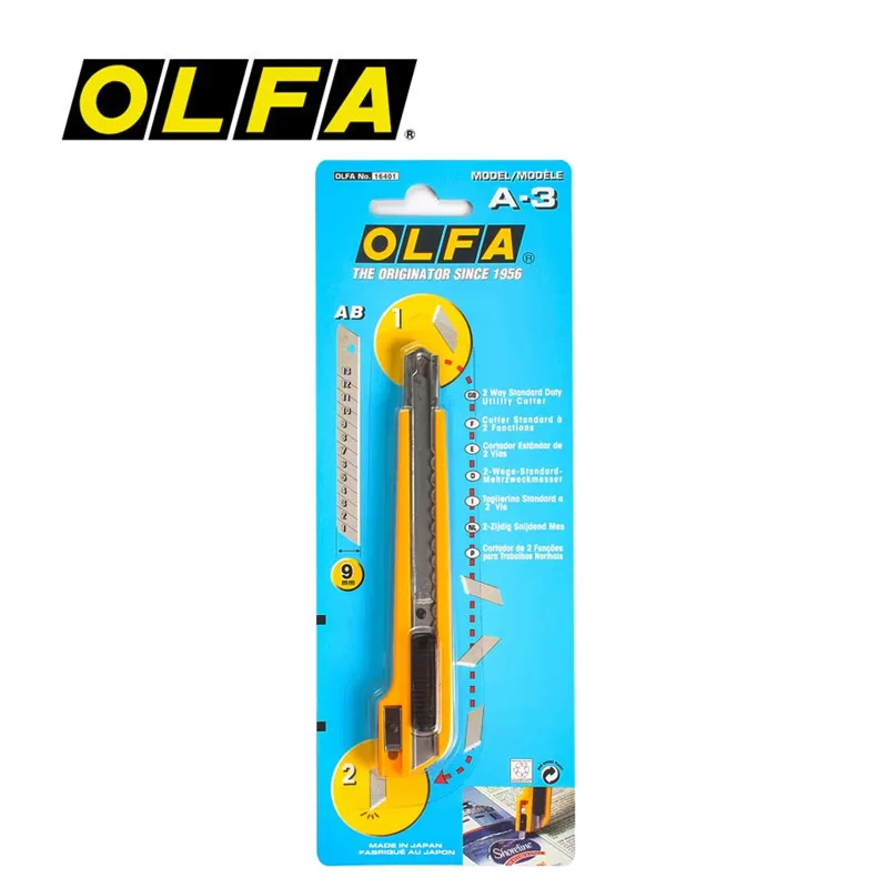 OLFA A-3 9mm Standard Art Knife Double Blades Utility Knives Art Cutter Paper Craft Fine Work Cutting Tools
