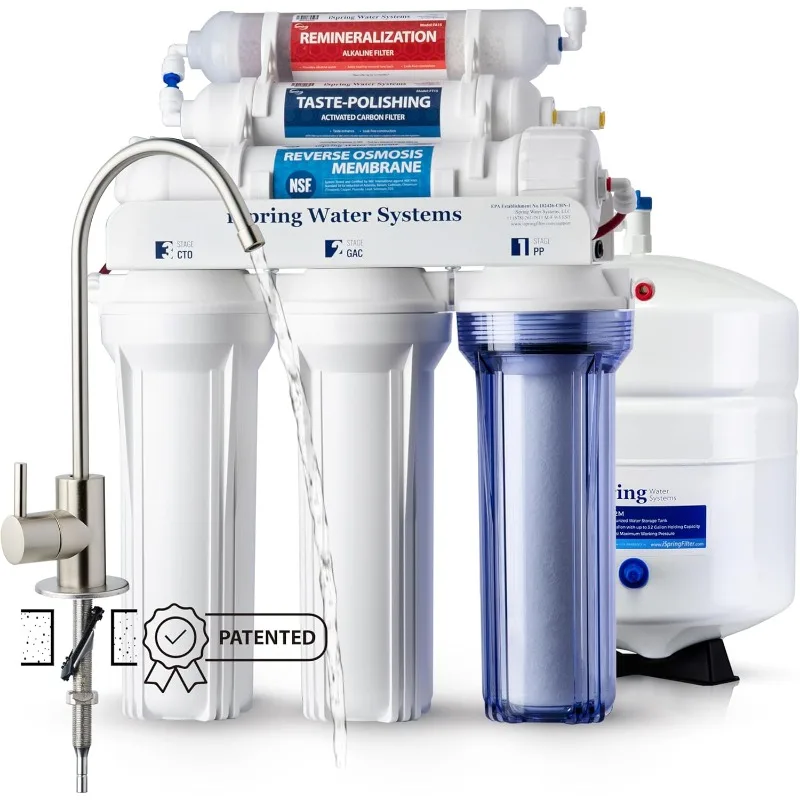 RCC7AK, NSF Certified, 75 GPD, Alkaline 6-Stage Reverse Osmosis System, pH+ Remineralization RO Water Filter System Unde