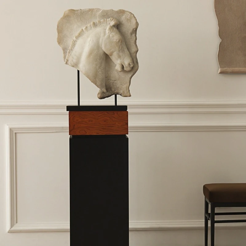 

Living room entrance horse head sculpture decoration art Chinese ornament