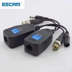 ESCAM 1 Pair(2pcs) passivo CCTV Coassiale BNC Power Video Balun Transceiver Connettori per RJ45 BNC maschio per CCTV video Camera