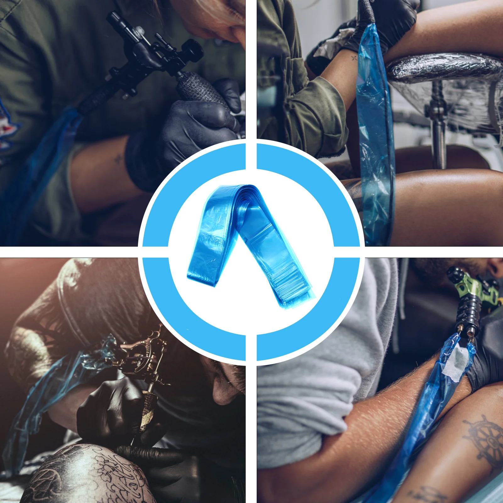 125 قطعة مشبك الوشم الحبل الأكمام عالية الجودة البلاستيك آلة يمكن التخلص منها يغطي يمنع بقع الصباغ آمنة العمل منطقة كبيرة #5