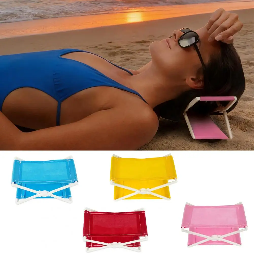 Travel Beach Lounger Headrest Outdoor Folding Beach Pillow Portable Lightweight X-Frame Collapsible Head Support Headrest