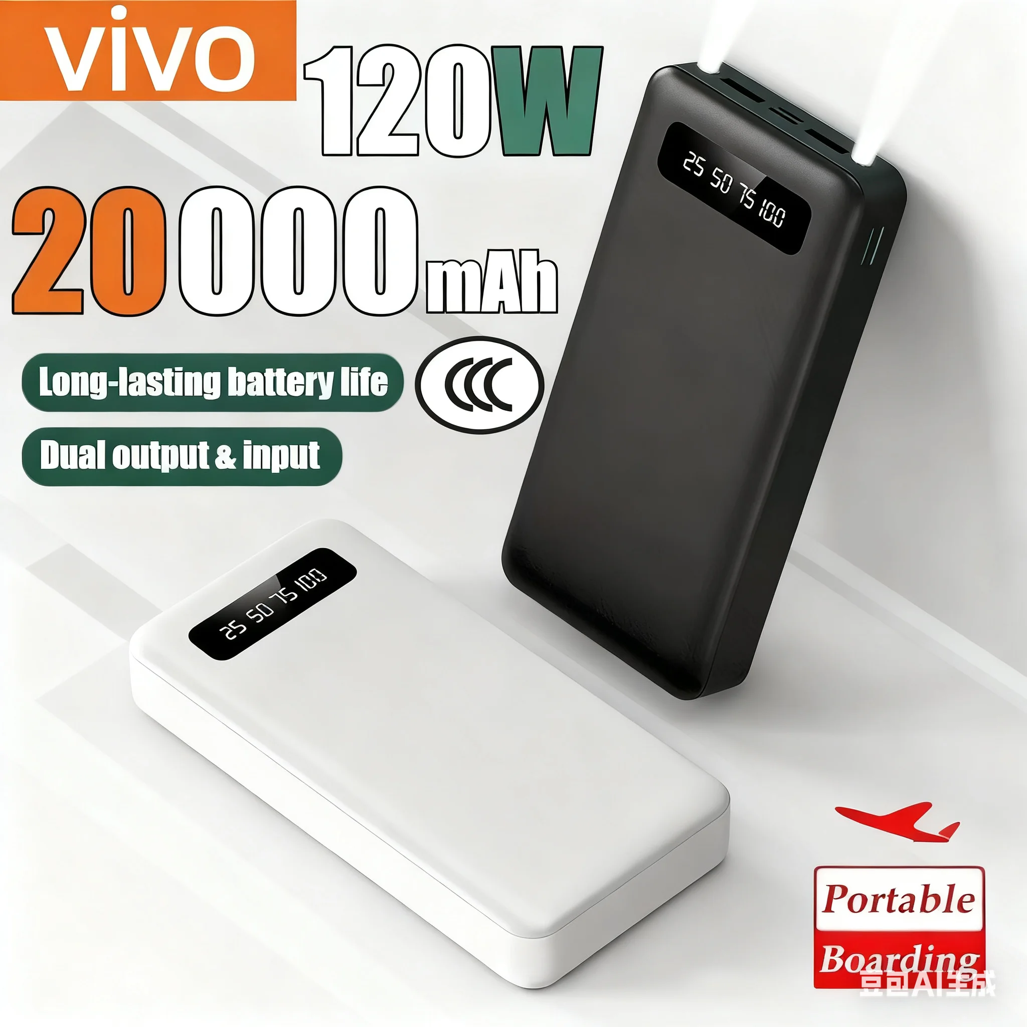 VIVO 200000mAh قوة البنك 120W سوبر شحن سريع البطارية عالية السعة شاشة ديجيتال قوة البنك آيفون سامسونج هواوي