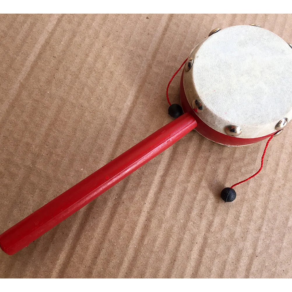 

2Pcs Rattle Drum Premium Wooden Hand Bell Baby Infant Creative Musical Instrument Traditional Chinese Gift for Kids
