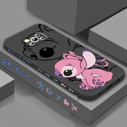 Cartoon Stitch Angel Cute Liquid Left Rope For Xiaomi Mi Poco X6 X5 X4 X3 M6 M5 M5S M4 M3 F5 F4 F3 Pro 5G TPU Phone Case