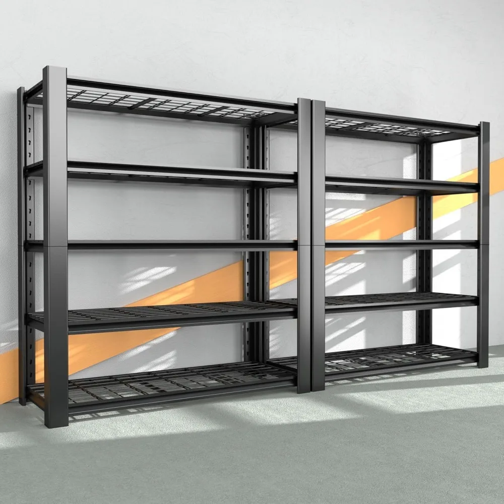 Heavy Duty Garage Shelving Unit with Wire Grid Shelves, 76.6