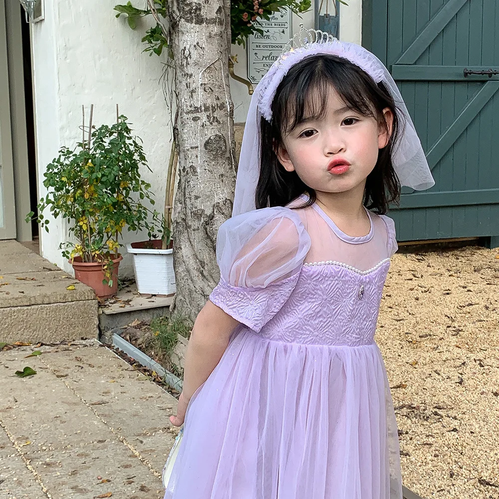 فستان أميرات منفوش للأطفال ، فستان بأكمام قصيرة للبنات ، خالدة للغاية ، خيوط عصرية ، صيف ، جديد ، 10000