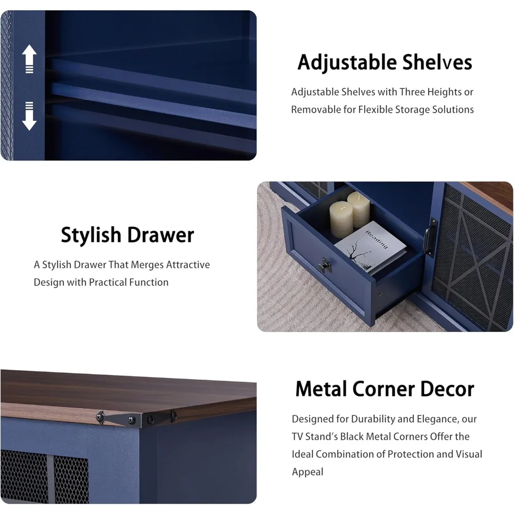 وحدة تحكم بحامل تلفزيون حديثة لـ 55 تلفزيونًا مع أرفف قابلة للتعديل ومحطة شحن مركز ترفيه