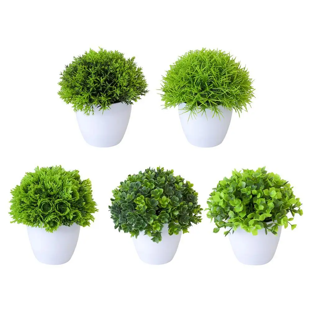 Artificial Bonsai Plants Small Tree Grass Plants Pot Ornament Fake Plant Decoration Tabletop Landscape Bonsai Living Room Decor