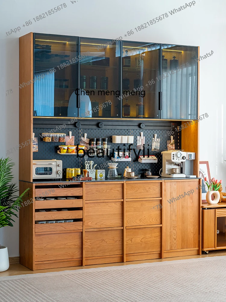 

Nordic side cabinet modern simple cherry solid wood locker, rock slab kitchen, integrated against the wall H