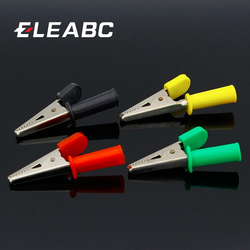 High Quality 8PCS/LOT Full Insulated Crocodile Alligator Clips With 4mm Socket Banana Jack Test Clamp Wire Clip