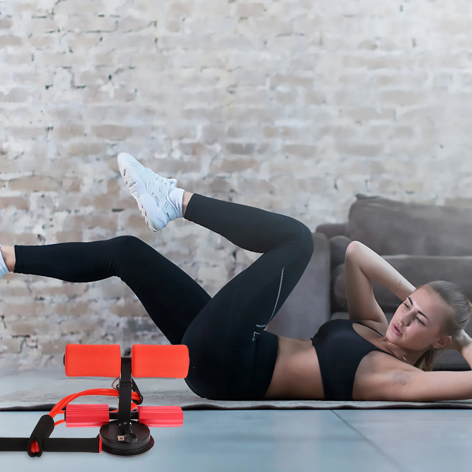 

Adjustable Sit-Up Assist Portable Spring Exerciser Thickened Wrapping Muscle Training Tool Sweat-Absorbing Foam Built-In Steel