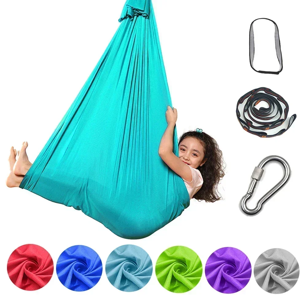 Children Hammock GYM Home Indoor Outdoor Swing Fitness Nylon Aerial Silk Yoga Anti-Gravity Inversions Swing Pilates Yoga Belt