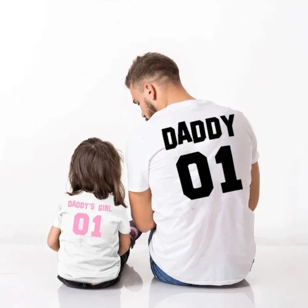 2024 Hot Sale Father Baby Shirts Daddy  Daddy\'s Girl TShirts Dad and Daughter Match T Shirt Summer Short Sleeve Family Look