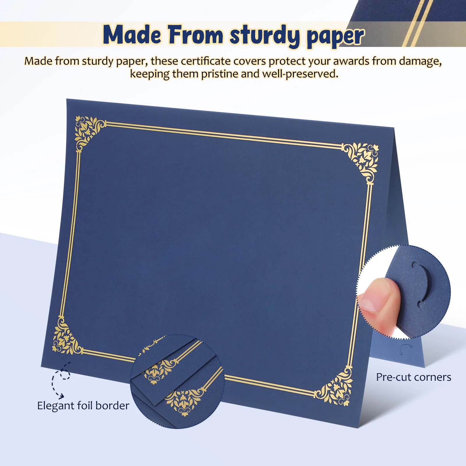 30 szt. Złote teczki na certyfikaty z lamówką ze złotej folii, format 8,5x11 cali, duży rozmiar, ekspozytor na nagrody, solidny uchwyt na dokumenty, ramka na dokumenty, na zakończenie szkoły, do biura.