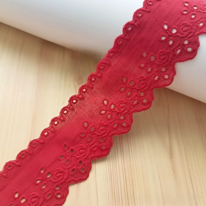14Yards X6CM Wide Fashionable Hollow Cotton Embroidery Lace Surface DIY Children's Clothing Collar Decoration Lace Accessories