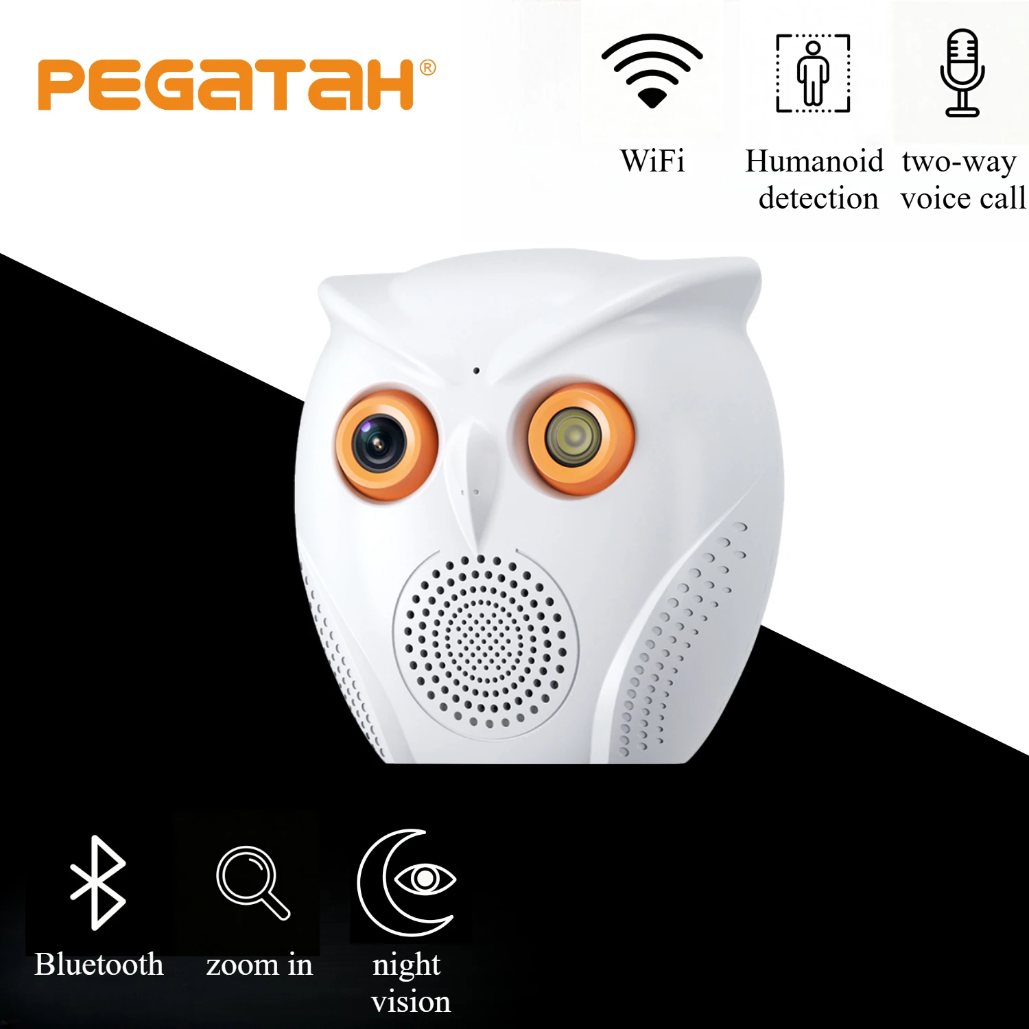 

Камера видеонаблюдения Owl Design 5MP HD с Wi-Fi, цветным ночным видением, двусторонней аудиосвязью и поддержкой ICSEE для внутреннего использования