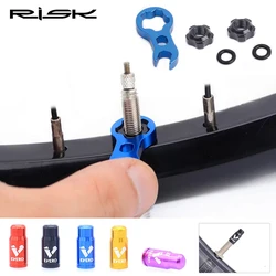 RISCO-Road Bike Valve Nut com 3 em 1 Valve Core Wrench, Lavadora impermeável, Alumínio Presta Valve Protection Caps, MTB Road Bike