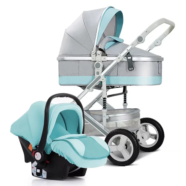 Baby stroller 2 in 1 baby stroller and car seat set four wheels strollers High Landscape Pram Carriage Basket Luxury travel car AliExpress 1501