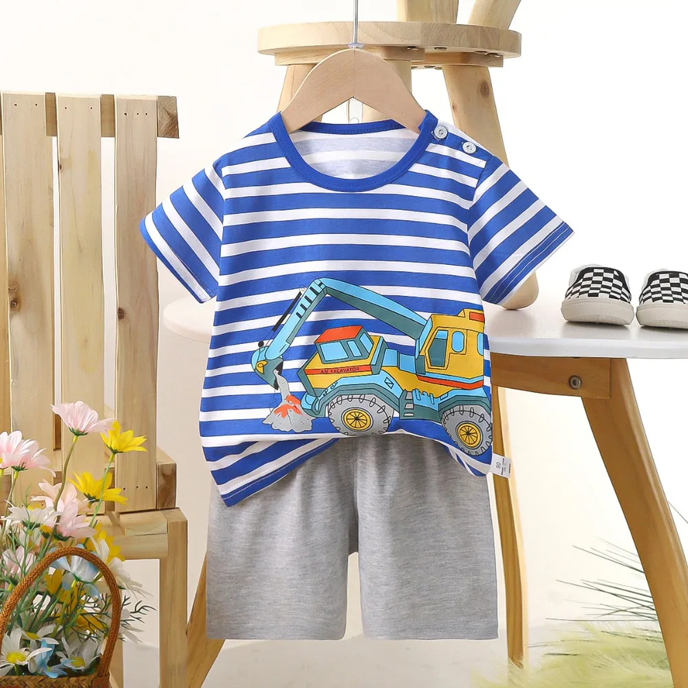 Set a maniche corte per bambini per l'estate Abbigliamento leggero in puro cotone per ragazzi T-shirt sottile per nuove ragazze per abiti estivi per bambini