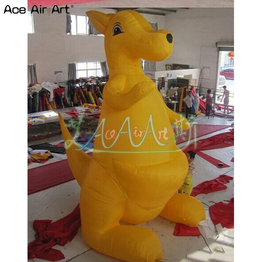 Reutilizar e portátil animal canguru inflável amarelo de 3 metros de altura para festa de evento de promoção ao ar livre feito pela Ace Air Art