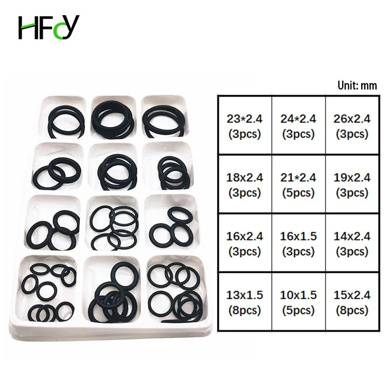 50pcs 12 Sizes O Rings 1.5mm Rubber O Ring Seal NBR Black Sealing O-rings Nitrile Washer Rubber o-ring set Assortment Kit Set