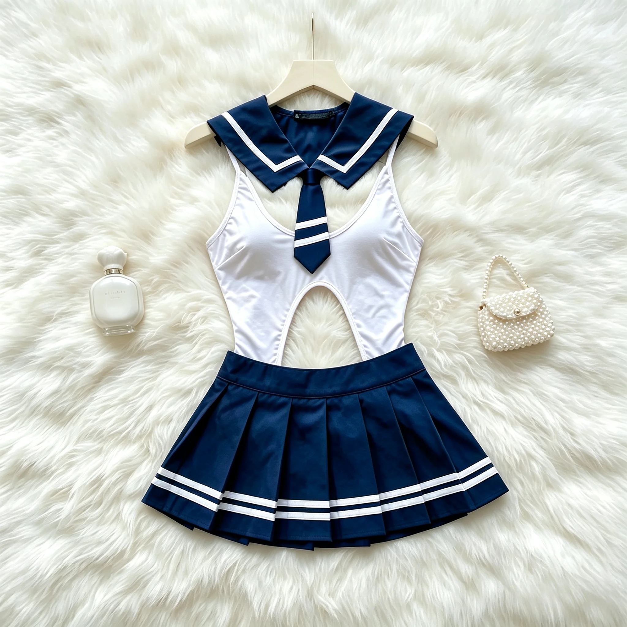 Sexy Sailor Uniform Sets Y2K Women Bow Decor Japanese School Girls Clothes Hotsweet Crop Top+ Pleated Mini Skirt Suits Club New