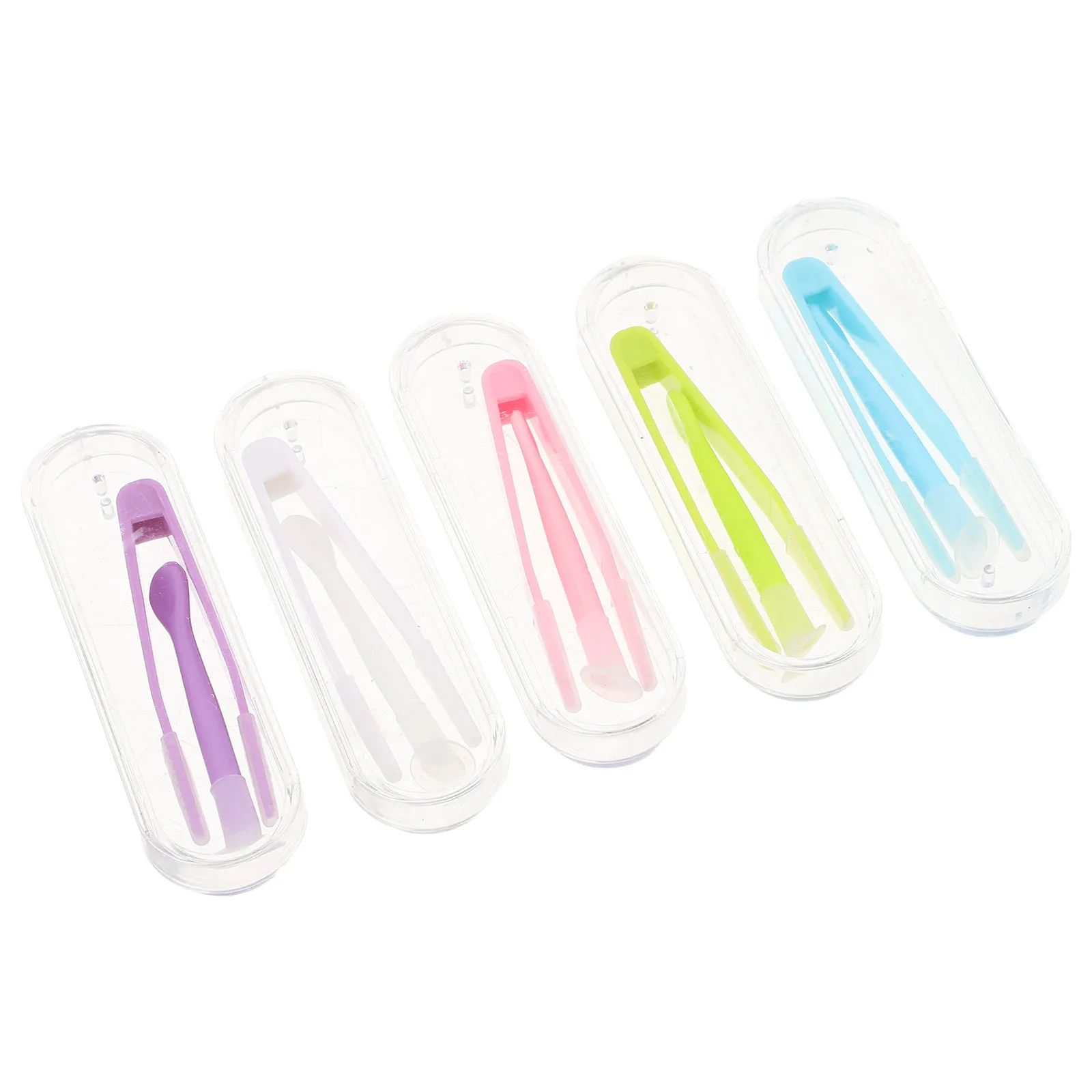 5Pcs Contact Lens Case Portable Travel Leak Proof Storage Kit Soft Tip Tweezer Applicator Remover Tool Set Convenient