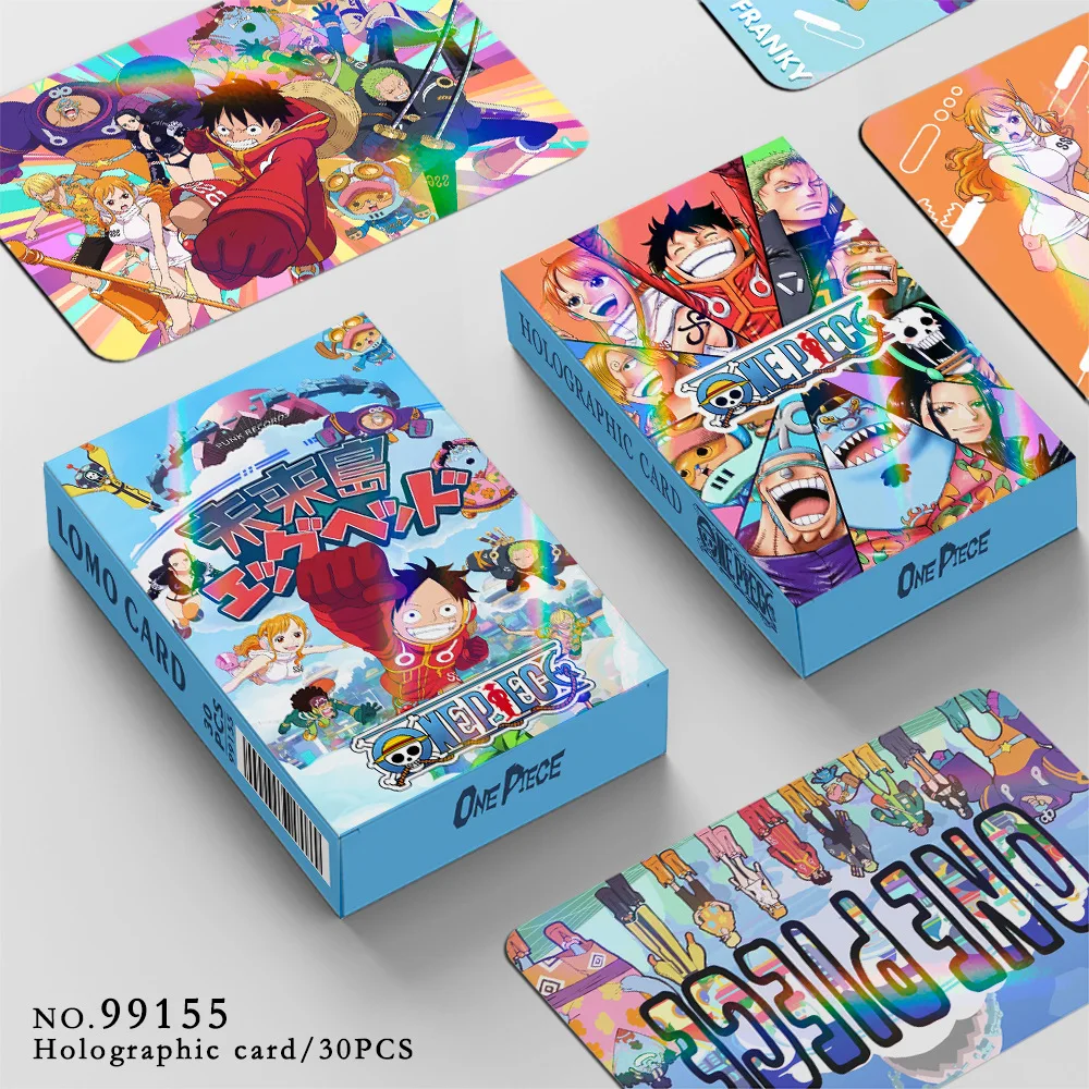 30 piezas de tarjetas LOMO de One Piece de doble cara, tarjetas de animación pirata, tarjetas flash en caja, tarjetas de colección de felicitación.