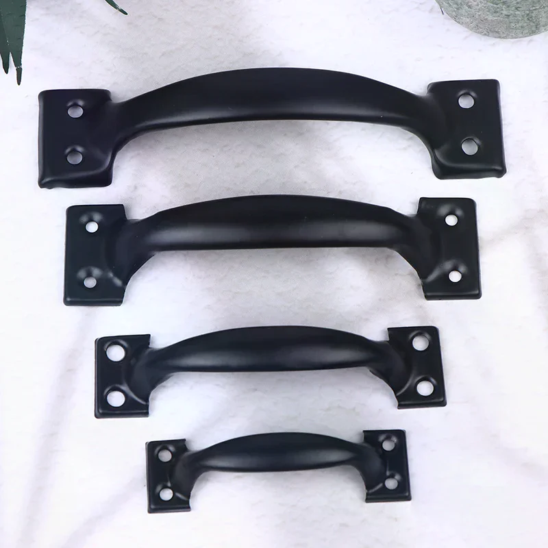 2Pcs Door Handle+8pcs Screws Iron Door Handle Gate Handle Pull For Sliding Barn Doors Gates Garages Sheds Window Pulls Knob