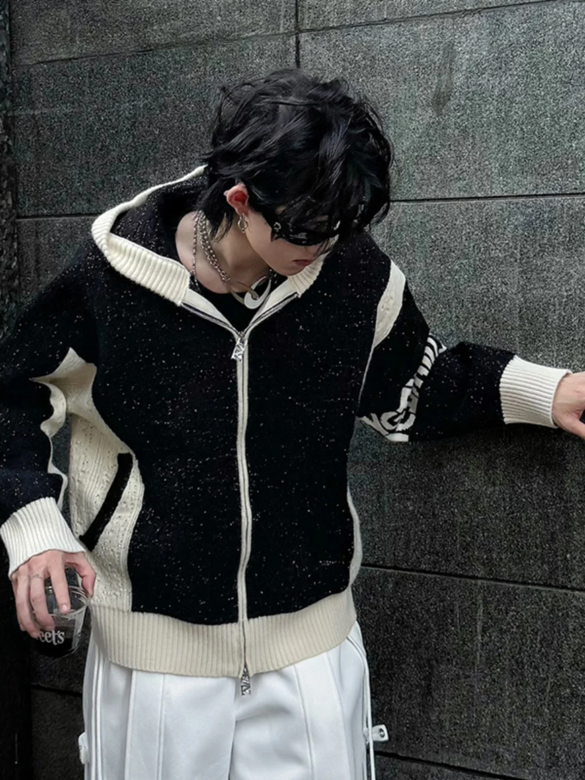 

Autumn Winter Thiened Hooded Sweater Faion Loose Knitted Outerwear Casual Long Sve Youth Trendy Hat Design Knitwear