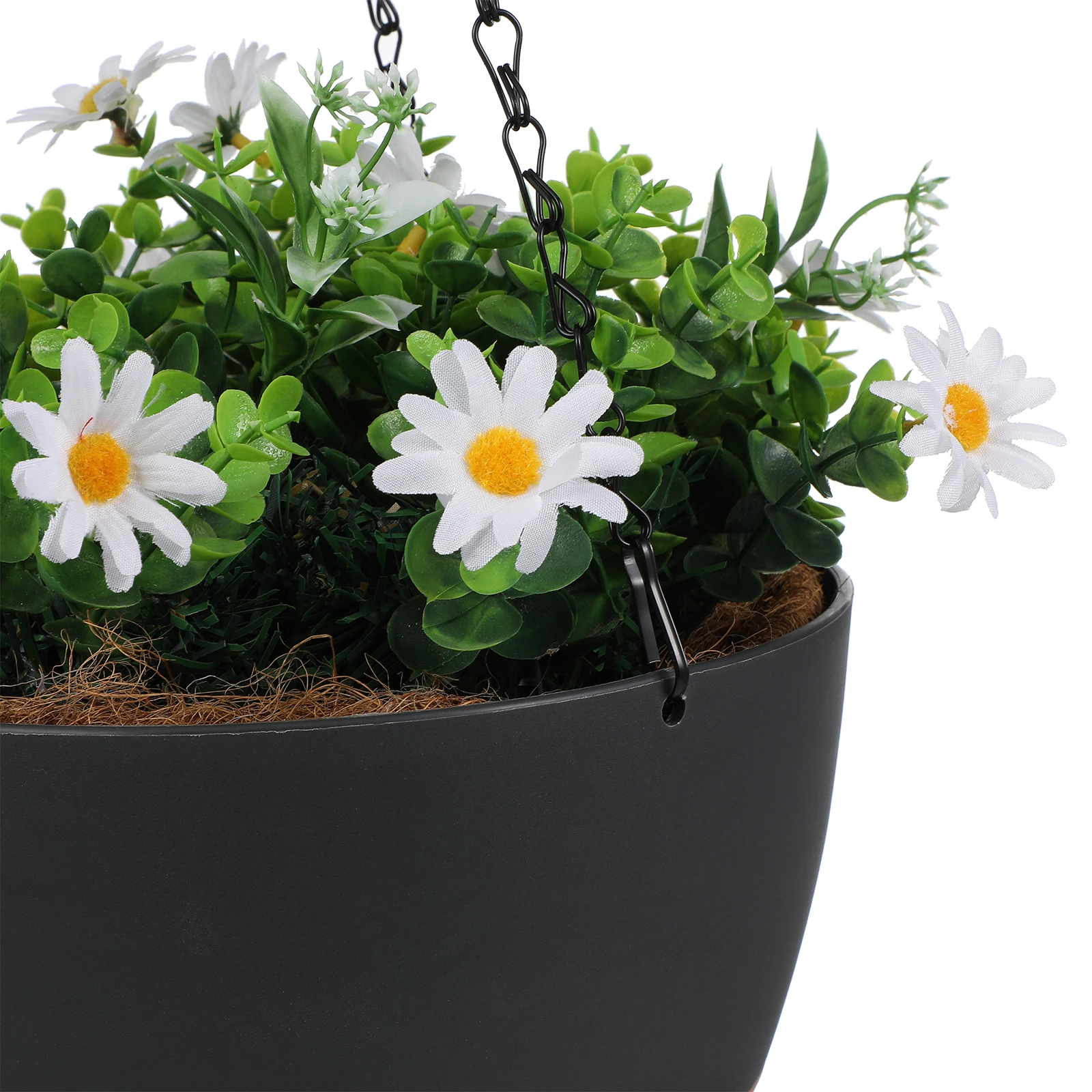 

2 Sets Hanging Basket Flower Pot Hooks Planters Indoor Dark Grey Medium Size Water Tray Wall Mount Space Saving Planter Baskets