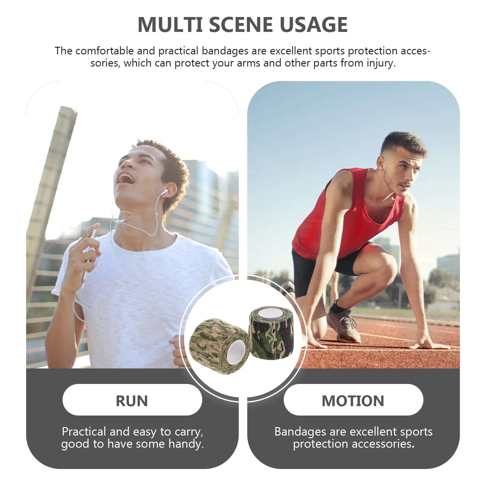 

2 Rolls Camouflage Tape Elastic Hunting Protective Band Outdoor Sports Wrap Durable Water Resistant Adhesive Camouflage Tape