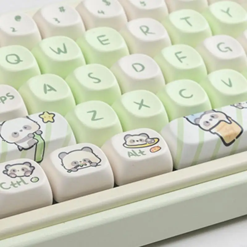 D5BB MOA 높이 키 캡 137 조각 열 승화 PBT 밀키 그린 팬더 키 캡 기계식 키보드 용 사용자 정의 설정