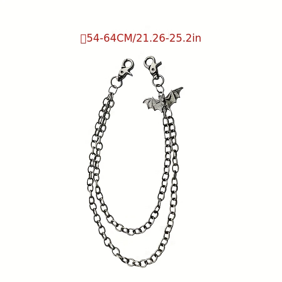 Retro punk style high street cool dark trend with bat pants chain jeans belt men and women all-match view 5