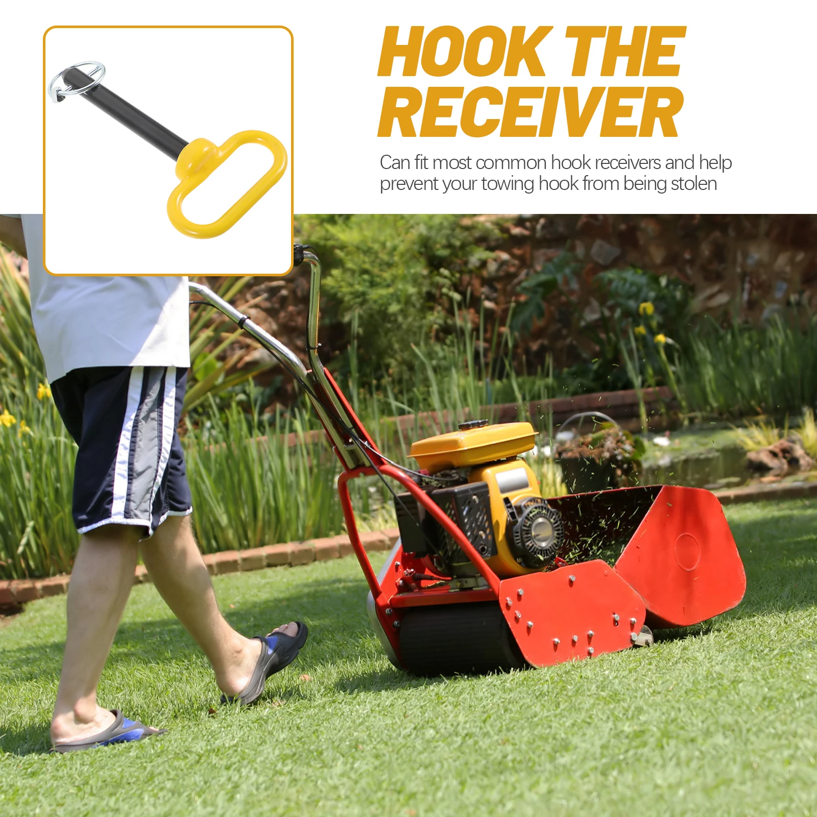 

Trailer Hitch Pin 5 8X4 Yellow Lawn Mower Tractor Accessories Stainless Steel Hook Lock Fits Receivers Prevent Theft